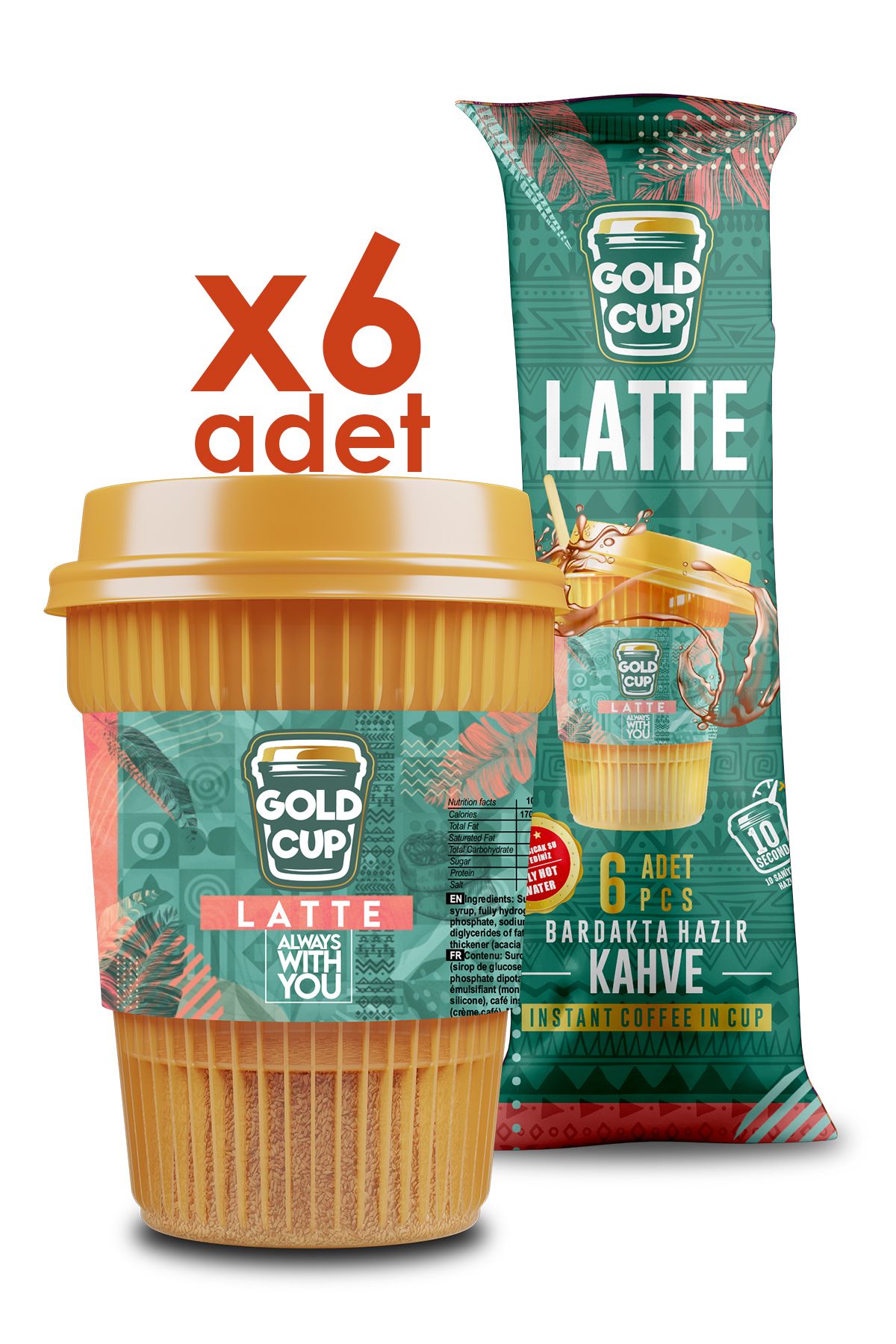 Gold Cup Drink Latte Hazır Kahve 6'lı