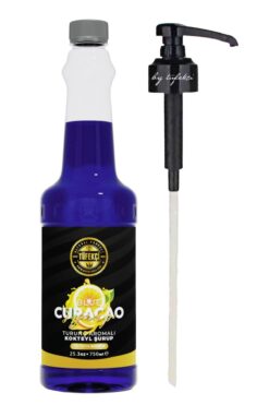 By Tüfekçi Blue Curacao (TURUNÇ) Aromalı Kahve Şurubu 750 ml Şurup Pompası 3 Cl Avantajlı Set