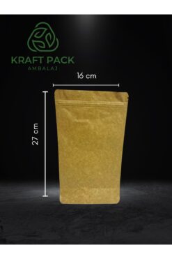 Kraft pack ambalaj Kahve Dünyası,doypack Kraft-alu-pe Kahve Torbası , Zipli Kilitli Poşet -16*27 Cm 20 Adet