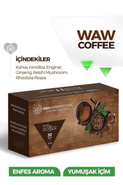 waw international Hindiba, Ginseng ve Reishi Mantarı ile Zenginleştirilmiş Doğal Kahve 1 Aylık (30 saşe)