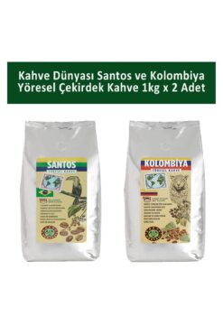 Kahve Dünyası Santos ve Kolombiya Yöresel Çekirdek Kahve 1 kg x 2 Adet