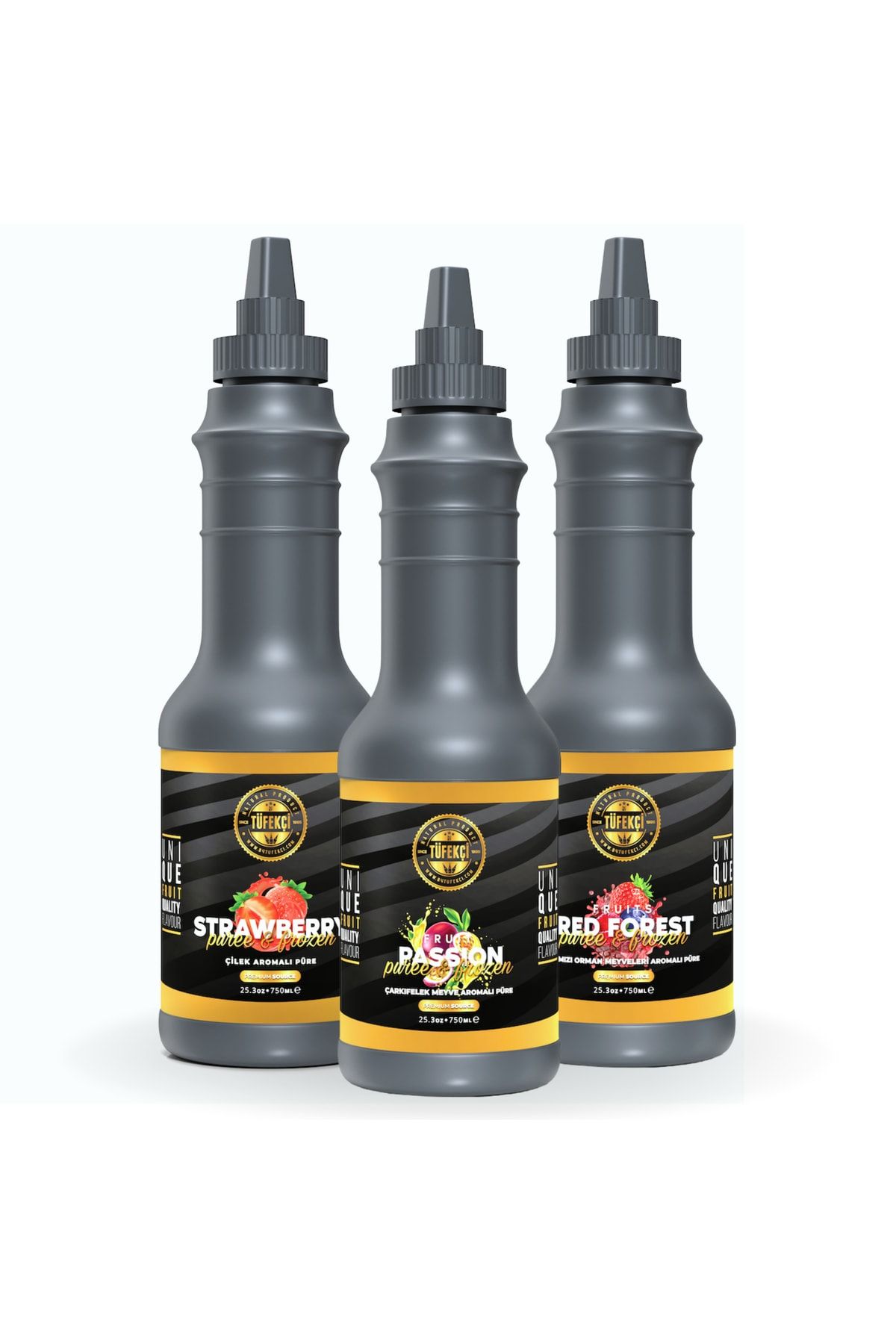 By Tüfekçi Meyve Püresi Avantajlı Set (ÇİLEK ÇARKIFELEK KRIMIZI ORMAN) Yüksek Meyve Oranı 3 X 1000gr