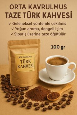 Hepyek Tarihi Büyüksaat Kahvecisi Orta Kavrulmuş Türk Kahvesi 100 gr – Taze Çekilmiş , Bol Köpüklü