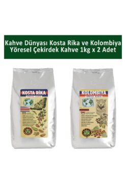 Kahve Dünyası Kosta Rika ve Kolombiya Yöresel Çekirdek Kahve 1 kg x 2 Adet