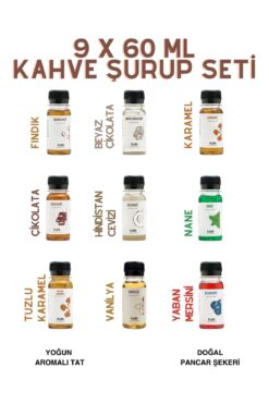 FAIN 9 X 60 ml Avantajlı Paket - Kahve Ve Kokteyl Şurup Seti - Yoğun Aroma