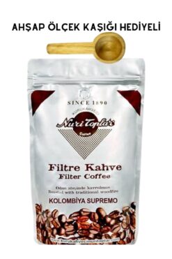 Nuri Toplar Kurukahveci Filtre Kahve Kolombiya Supremo Metal Filtre 250g(AHŞAP ÖLÇEK KAŞIĞI HEDİYELİ)