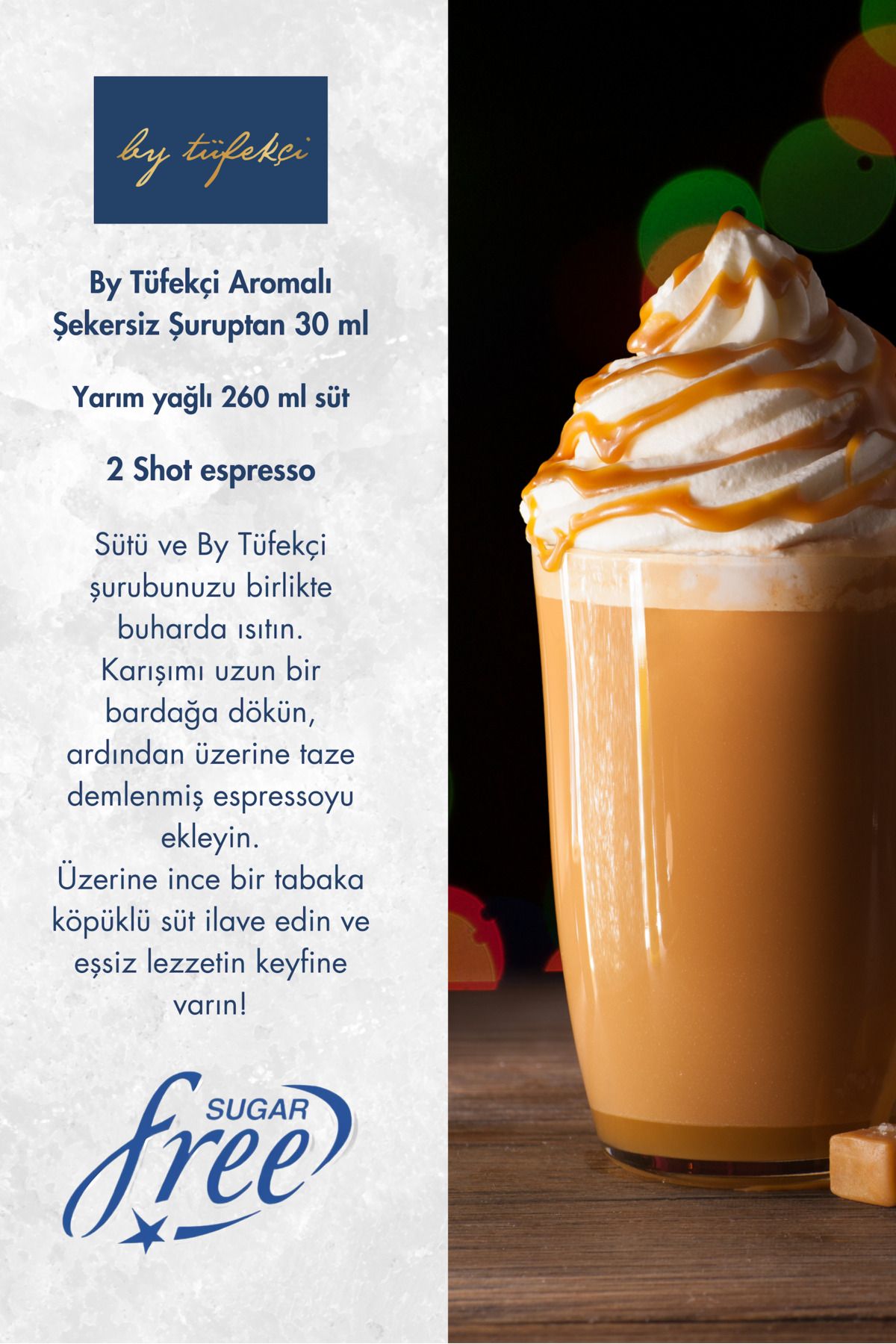 By Tüfekçi Şekersiz (SUGAR FREE) Vanilya Aromalı Kahve Şurubu Yeni Yüksek Aromalı Kalorisiz Formül 60ml - Görsel 3