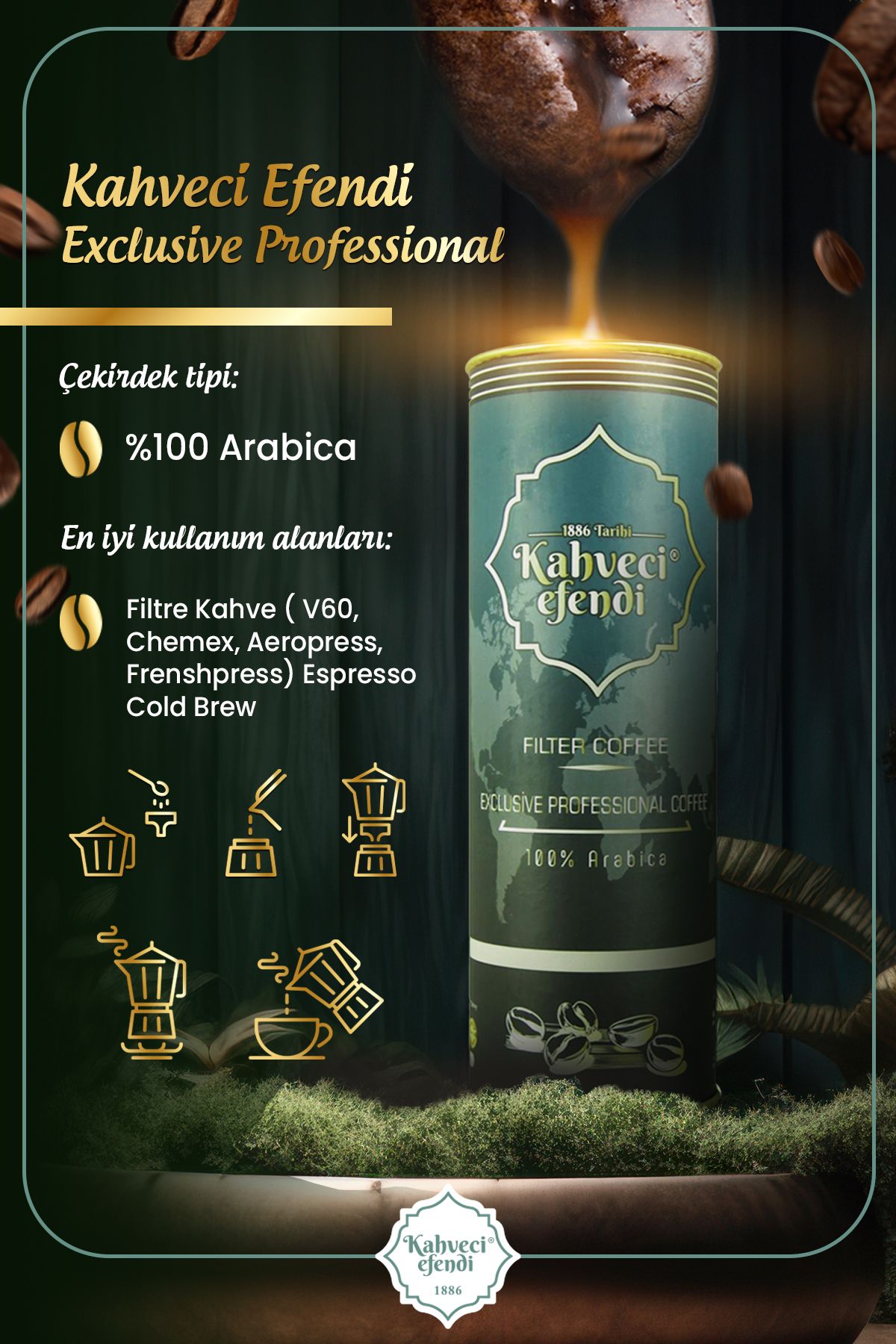 kahveciefendi Exlusive Proffecional Filtre Kahve 150 gr Premium Kutu - Görsel 2
