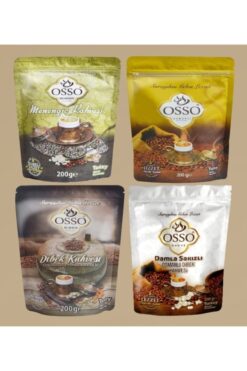 OSSO KAHVE 4'lü Set Osmanlı Kahvesi + Damla Sakızlı Dibek Kahvesi + Dibek Kahvesi + Menengiç Kahvesi
