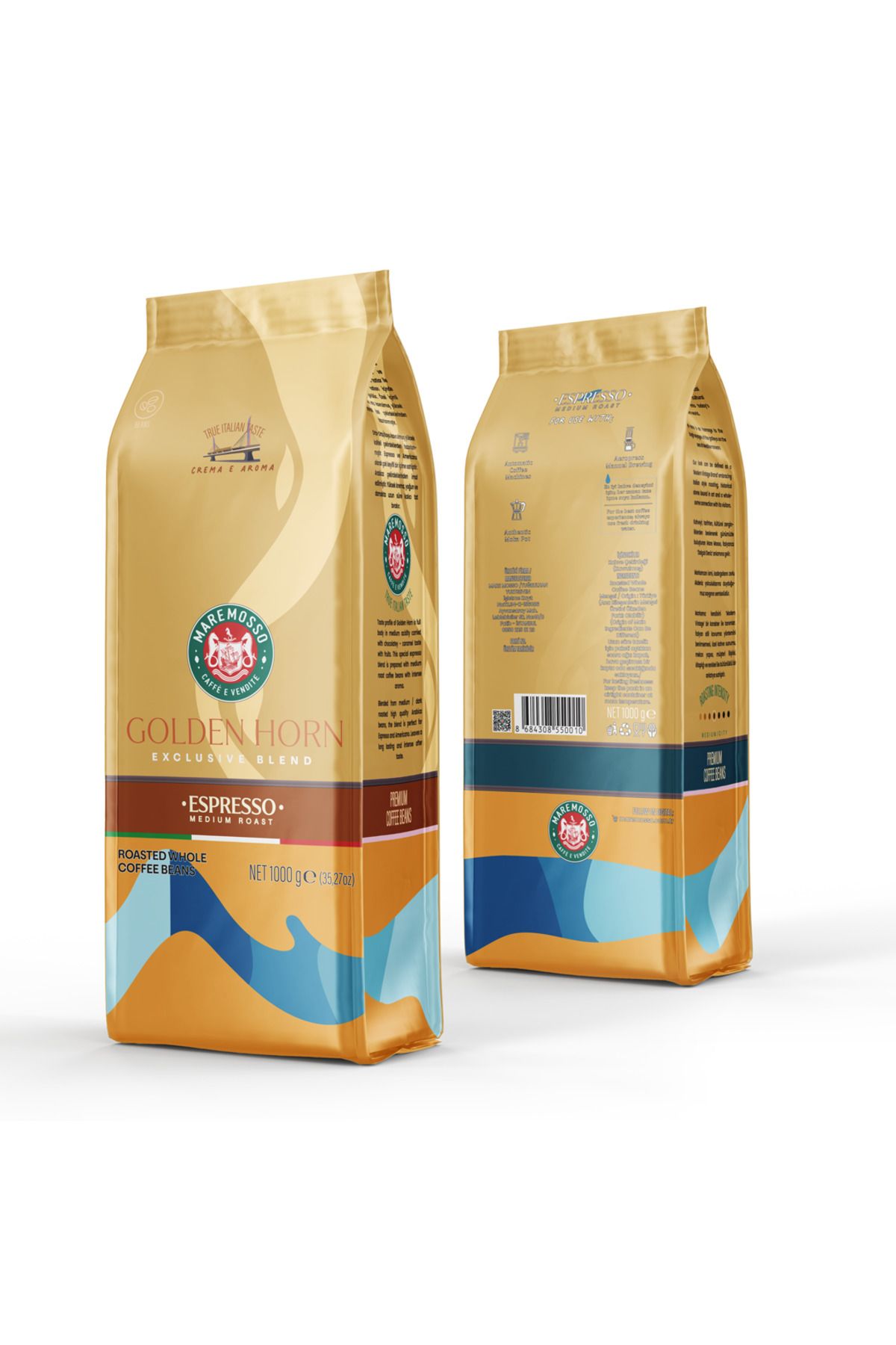 Mare Mosso Caffe ê Vendite Espresso Golden Horn Blend 1 Kg. (ÇEKİRDEK VEYA ÖĞÜTÜLMÜŞ) Kahve - Görsel 2