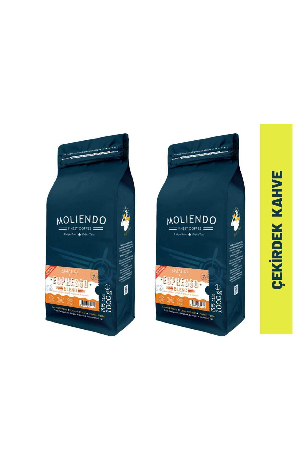 Moliendo Amalfi Espresso Blend Kahve Avantaj Paketi (Çekirdek Kahve) 2*1000 g