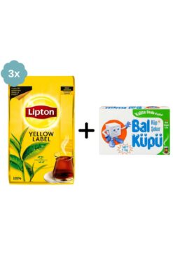 Lipton Yellow Label Dökme Siyah Çay 1000 gr x 3 Adet + Balküpü Kesme Şeker 1000 gr