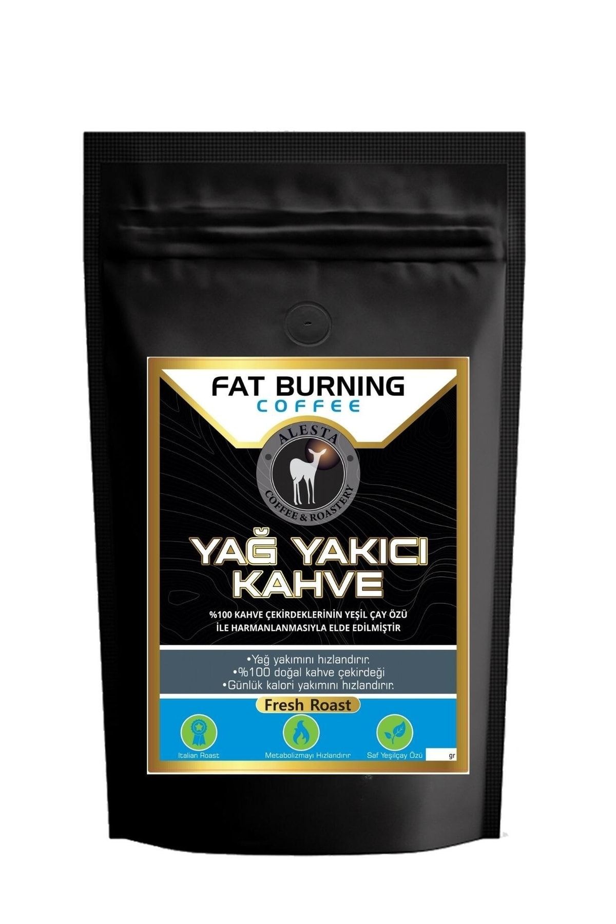 Alesta Coffee Yağ Yakıcı Kahve 500 gr | Yüksek Kafein Yeşil Çay Özü | Ketojenik & %100 Doğal Filtre Kahve