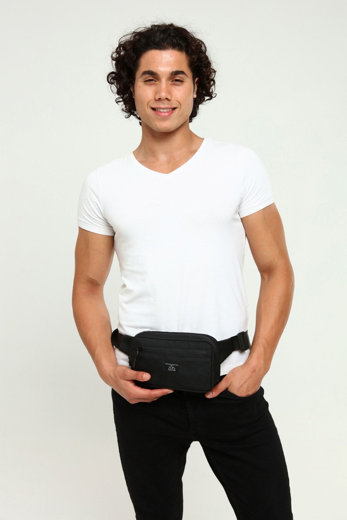 D'VERS Siyah Unisex Su Geçirmez Kumaş Özellikli 2 Bölmeli Bel Ve Omuz Çantası - Görsel 2