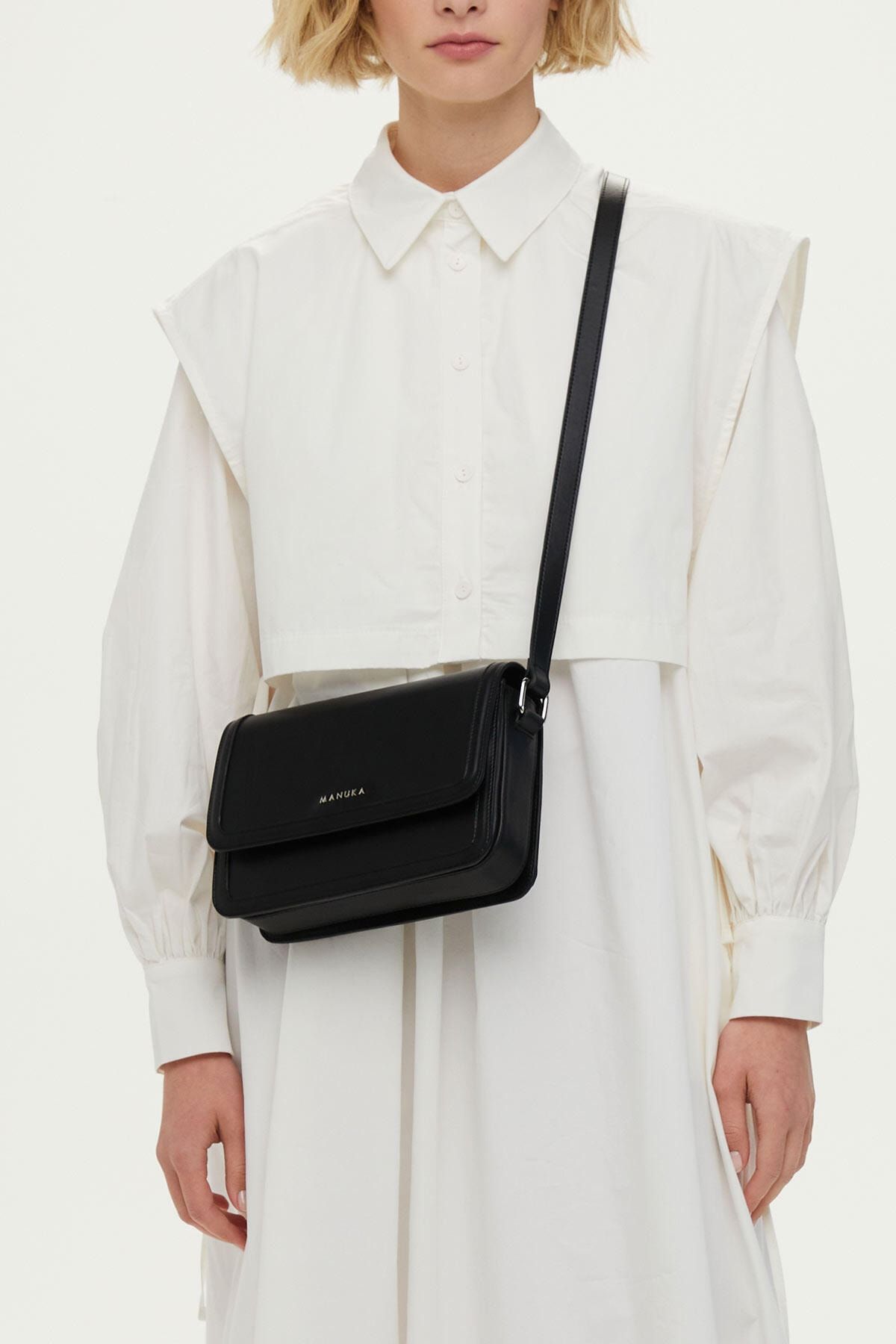 Manuka Kapaklı Omuz Çantası Siyah - Görsel 2