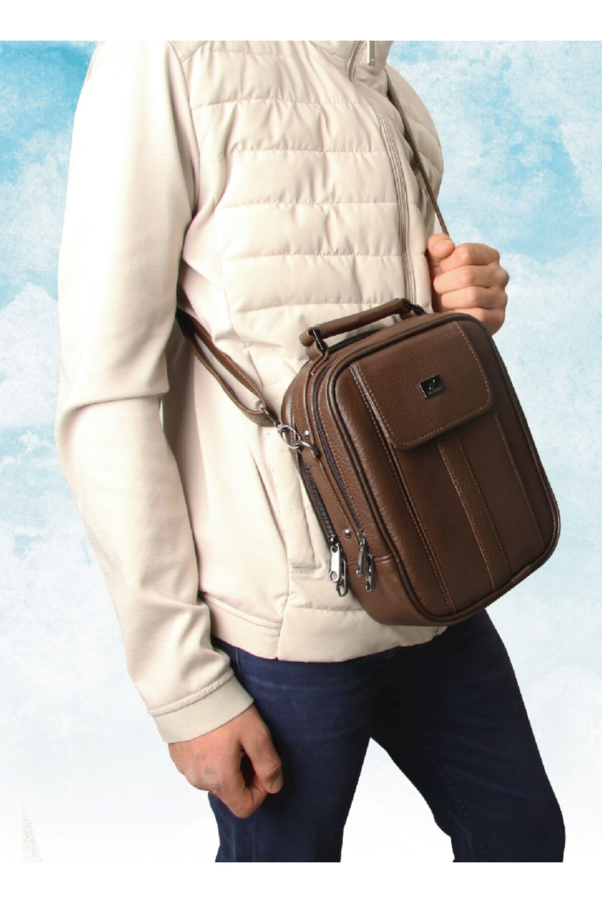 Alone Erkek Çelik Kasalı El Ve Omuz Çantası-kahverengi 3753 - Görsel 2