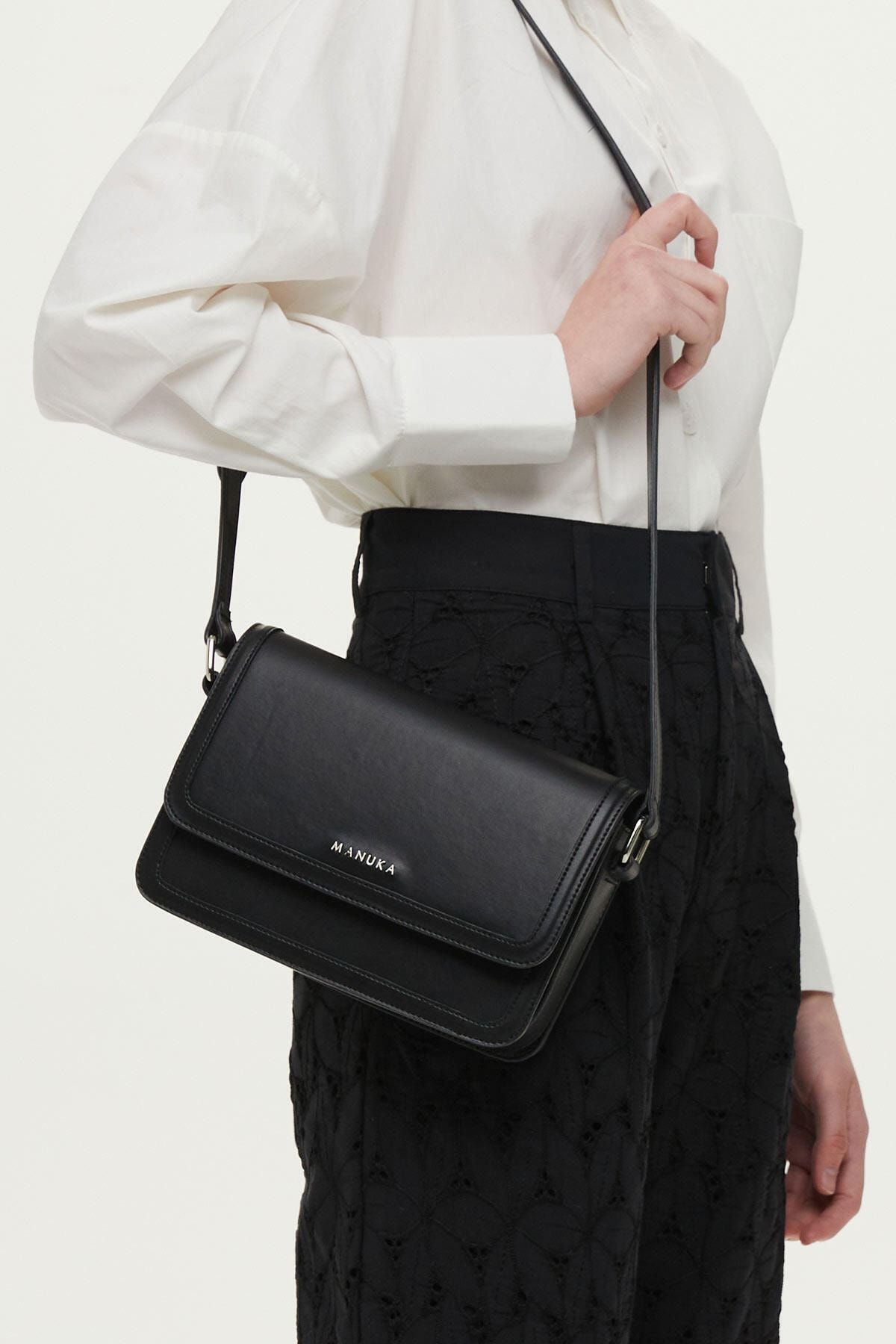 Manuka Kapaklı Omuz Çantası Siyah - Görsel 3