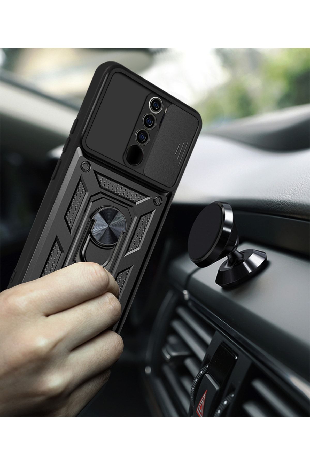Fibaks Oppo A5/a9 2020 Uyumlu Kılıf Kamera Korumalı Sürgülü Yüzüklü Armor Military Tank Zırh - Görsel 3