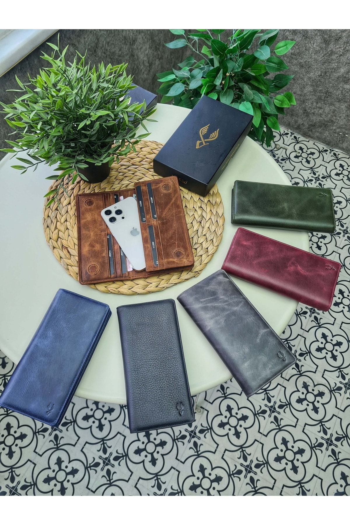 Visso leather Visso 902 Hakiki Deri El Geçmeli Kordonlu Kişiye Özel Telefon Hazneli Cüzdan El Çantası - Görsel 4