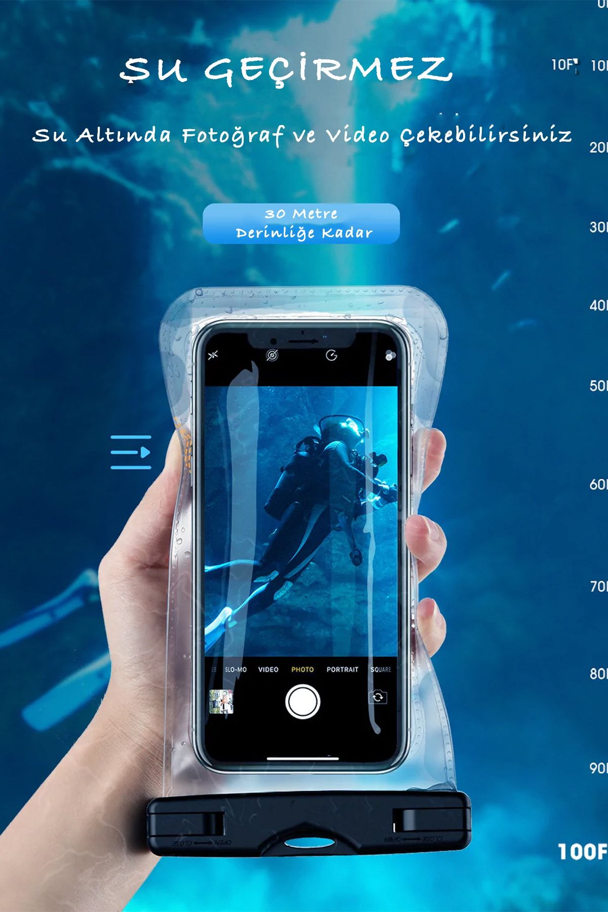 NOYİSKA Su Altı Askılı Cep Telefonu Kılıf Su Geçirmez Telefon Kılıf Toz Kir Önleyici Kılıf - Görsel 4