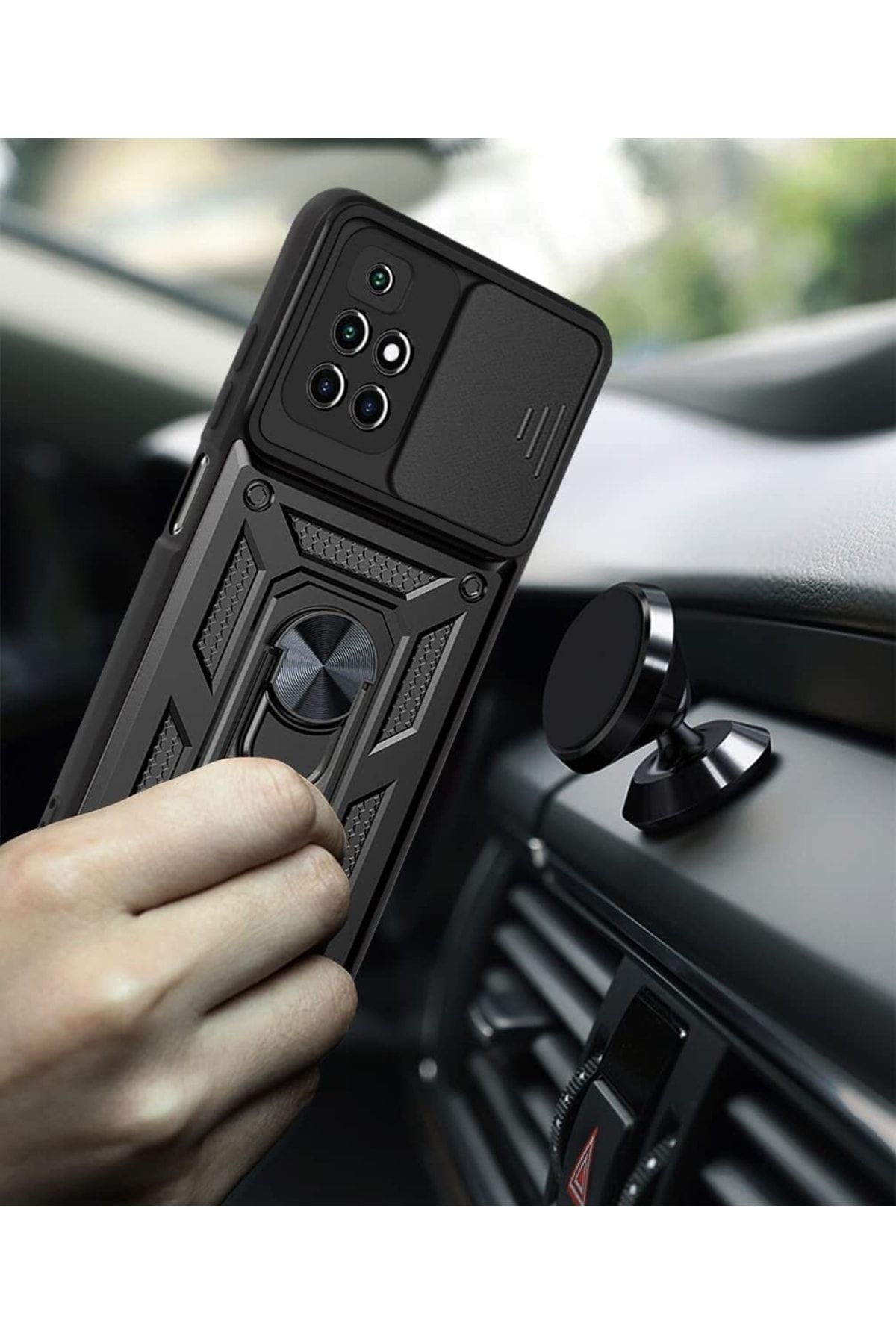 Fibaks Xiaomi Redmi 10 2022 Uyumlu Kılıf Kamera Korumalı Sürgülü Yüzüklü Armor Tank Zırhlı - Görsel 4