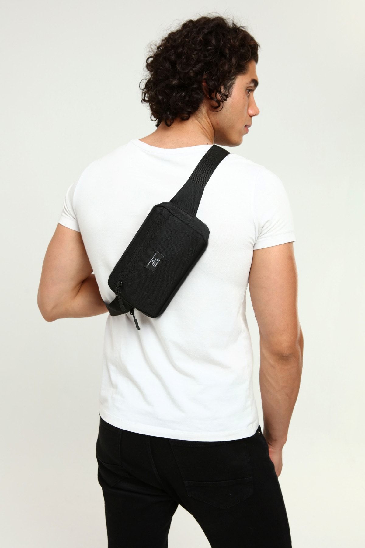 D'VERS Siyah Unisex Su Geçirmez Kumaş Özellikli 2 Bölmeli Bel Ve Omuz Çantası - Görsel 4