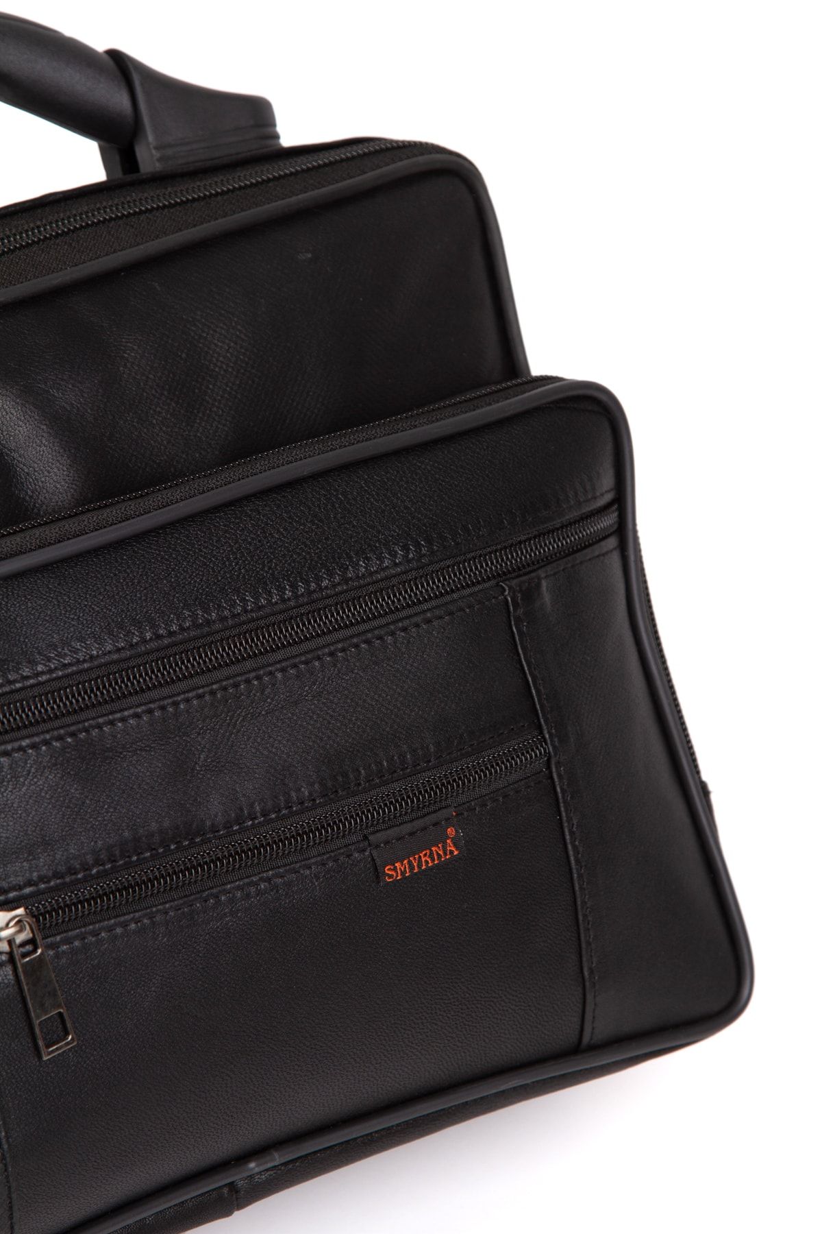 Newish Hakiki Kuzu Derisi Erkek El Omuz Çantası Siyah Büyük Boy (27X22CM) - Görsel 4