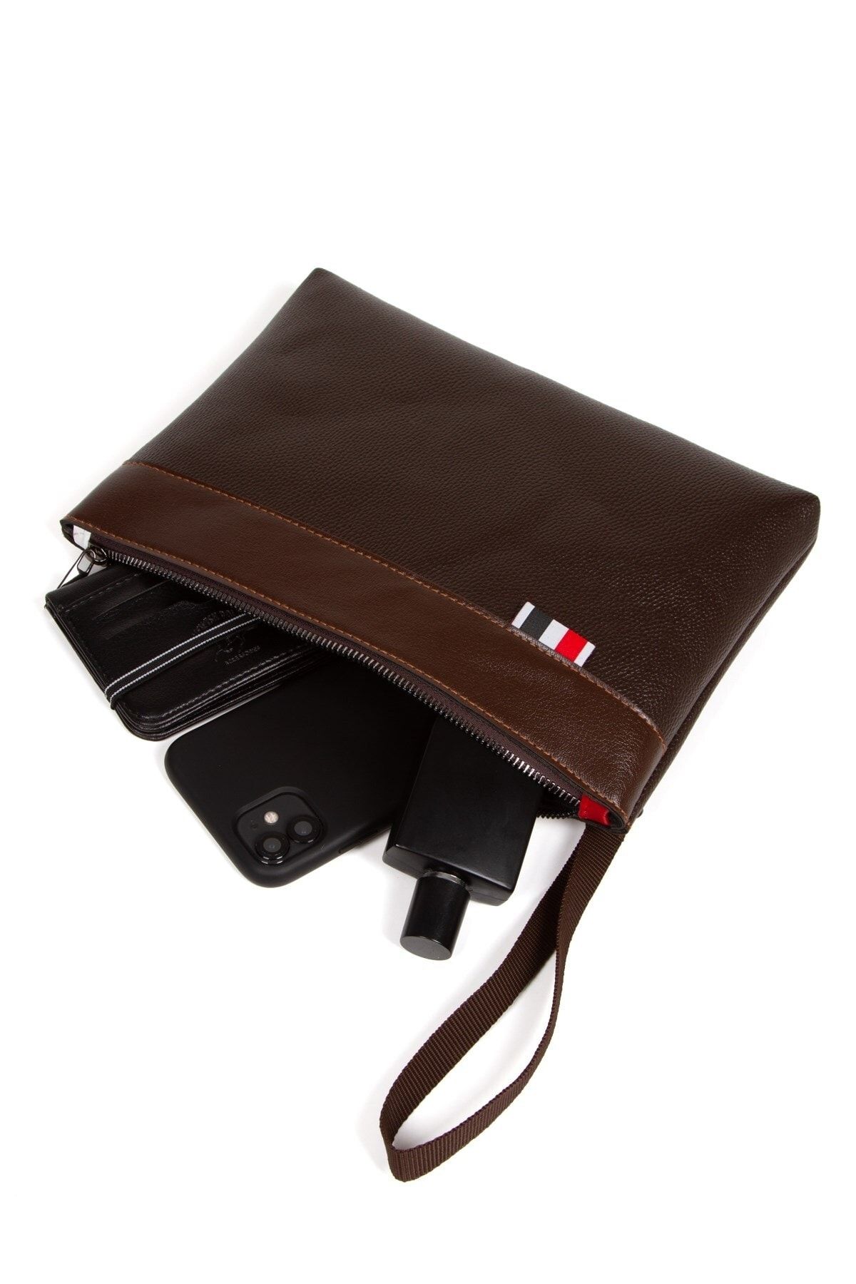 Newish Kadın Vegan Deri Bilek Askılı El Çantası Siyah Renk Çanta Günlük Şık - Görsel 5