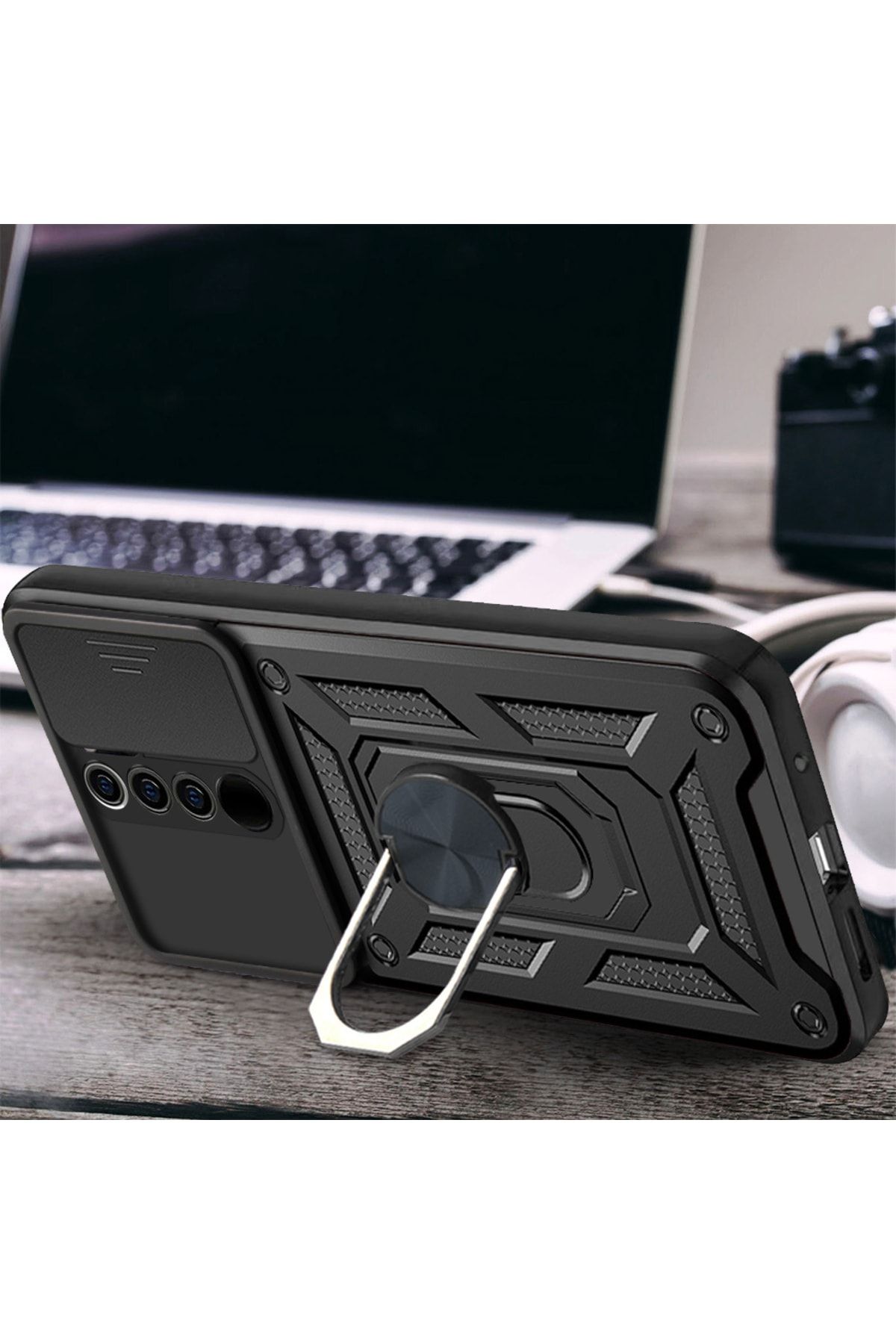 Fibaks Oppo A5/a9 2020 Uyumlu Kılıf Kamera Korumalı Sürgülü Yüzüklü Armor Military Tank Zırh - Görsel 5