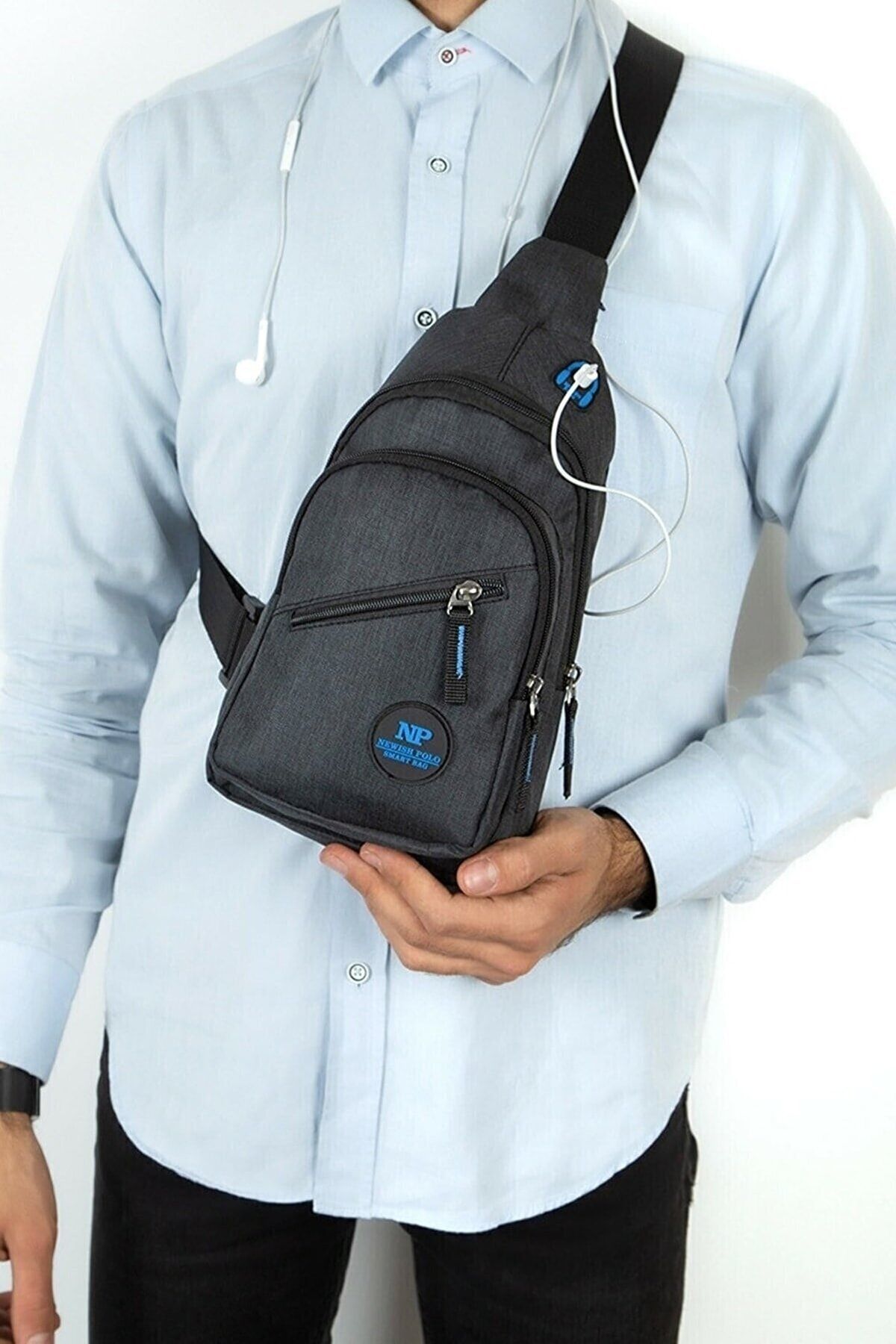 NEWISH POLO ACCESSORIES Newish Polo Unisex Su Geçirmez Çapraz Askılı Bel Omuz Göğüs Ve Spor Çanta Günlük Bodybag Tek Kol - Görsel 5