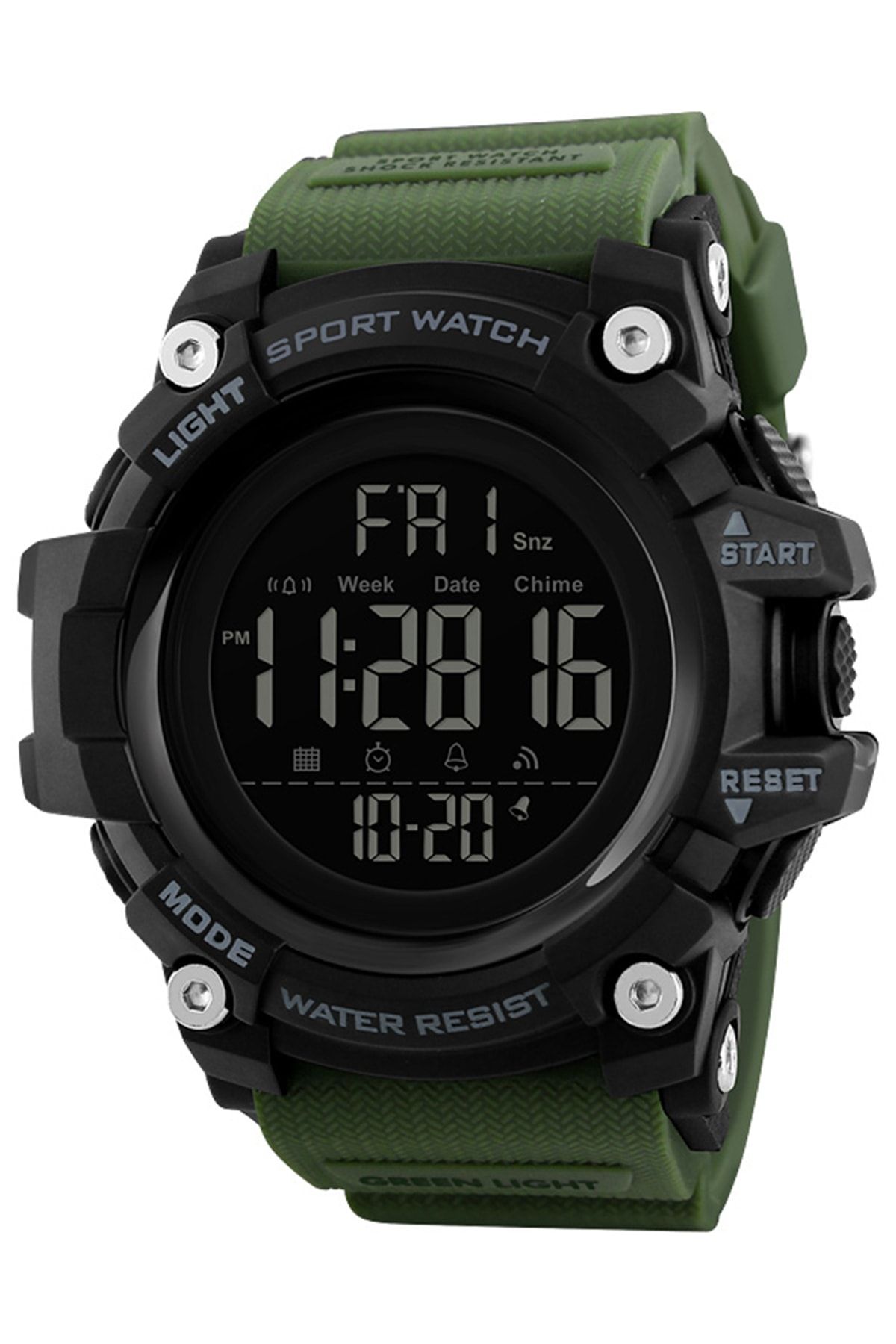 Skmei Skmeı 1384 Yeşil Kordon Dijital Kol Saati Asker Yeşili Kronometreli