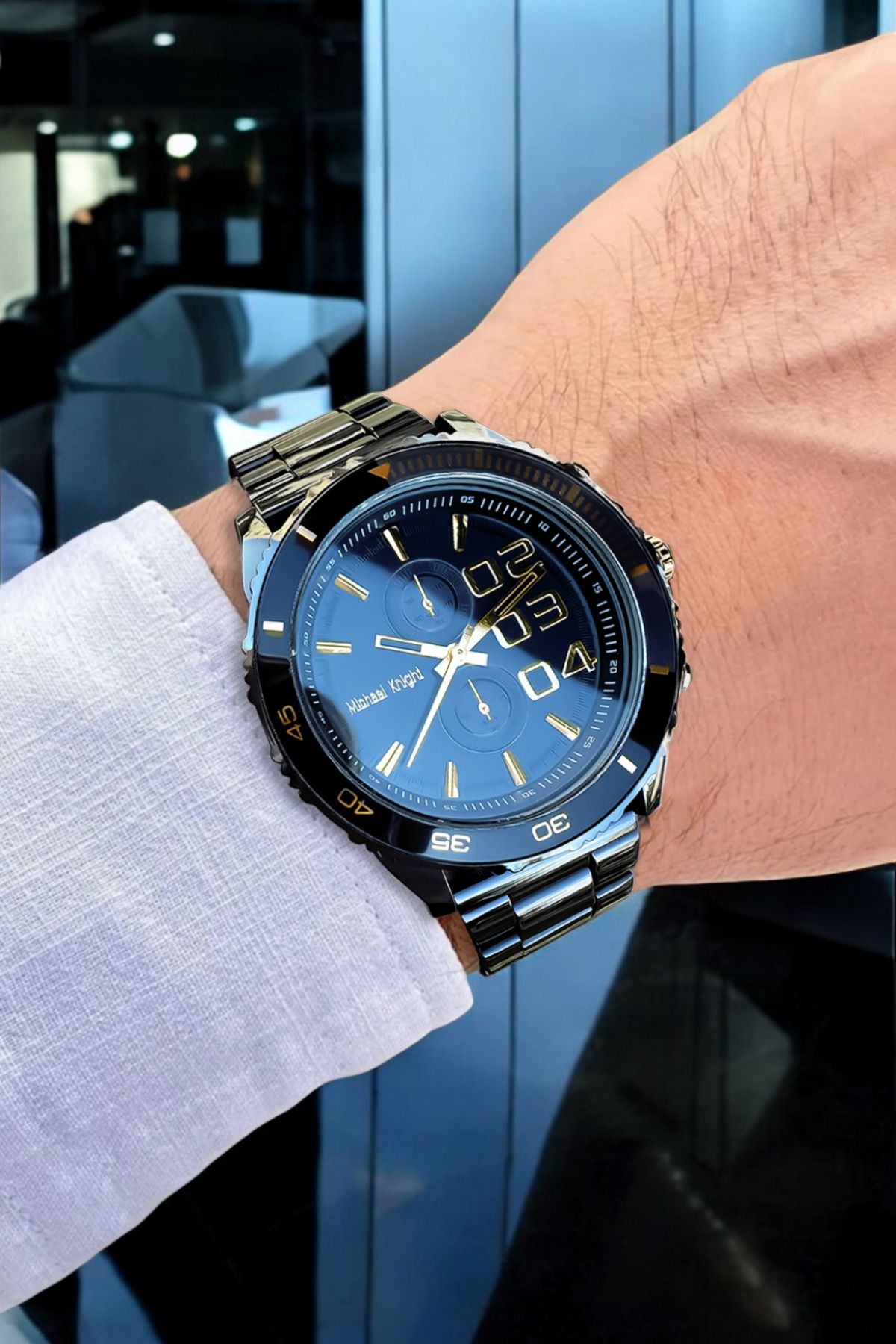 Michael Knight Kol Saati Çelik Kordon Özel Kutusunda Mk4614