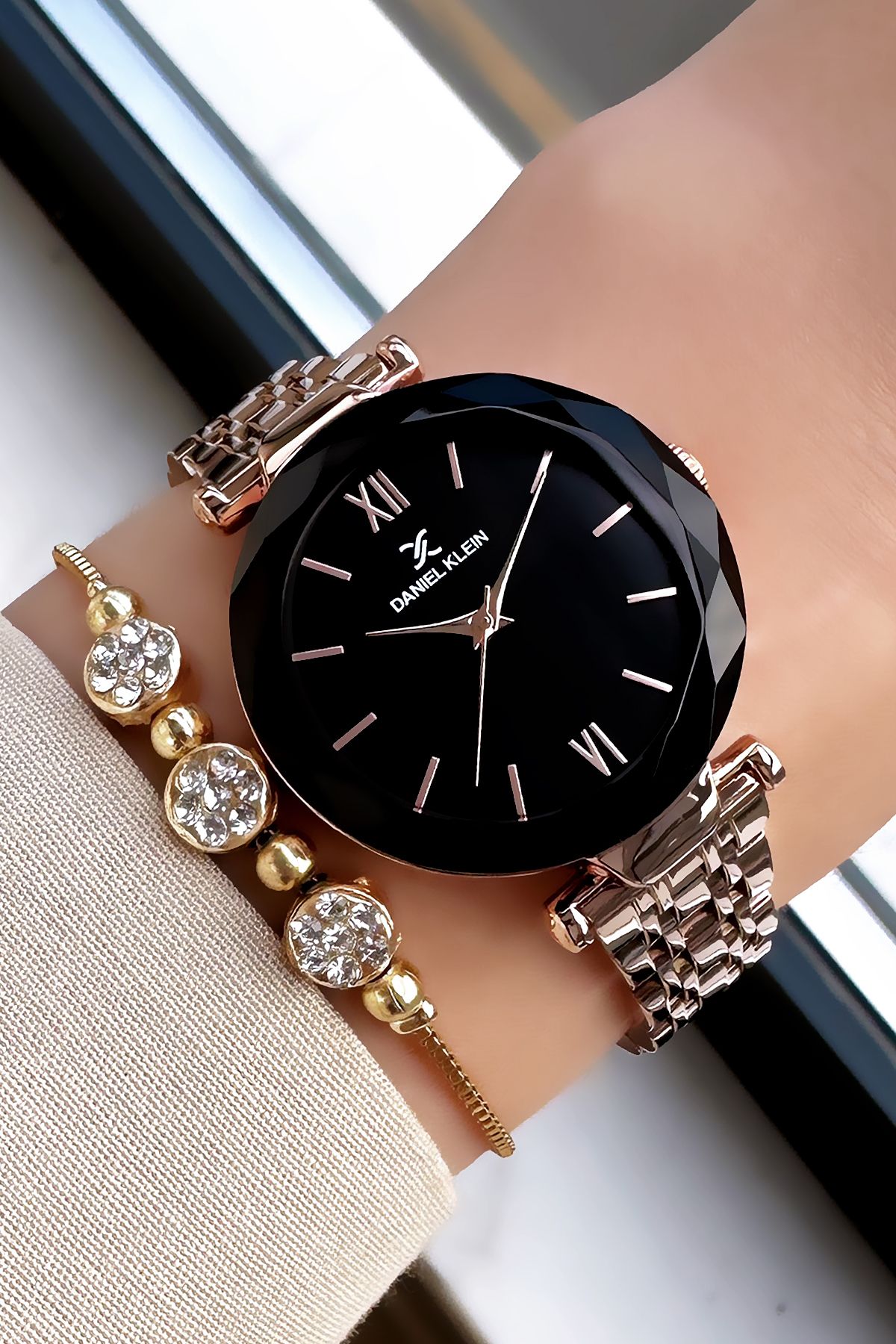 Daniel Klein Yeni Sezon Kesme Cam Kadın Kol Saati Rose Renk Çelik Kordon Hediye Bileklik Dkby2027c8