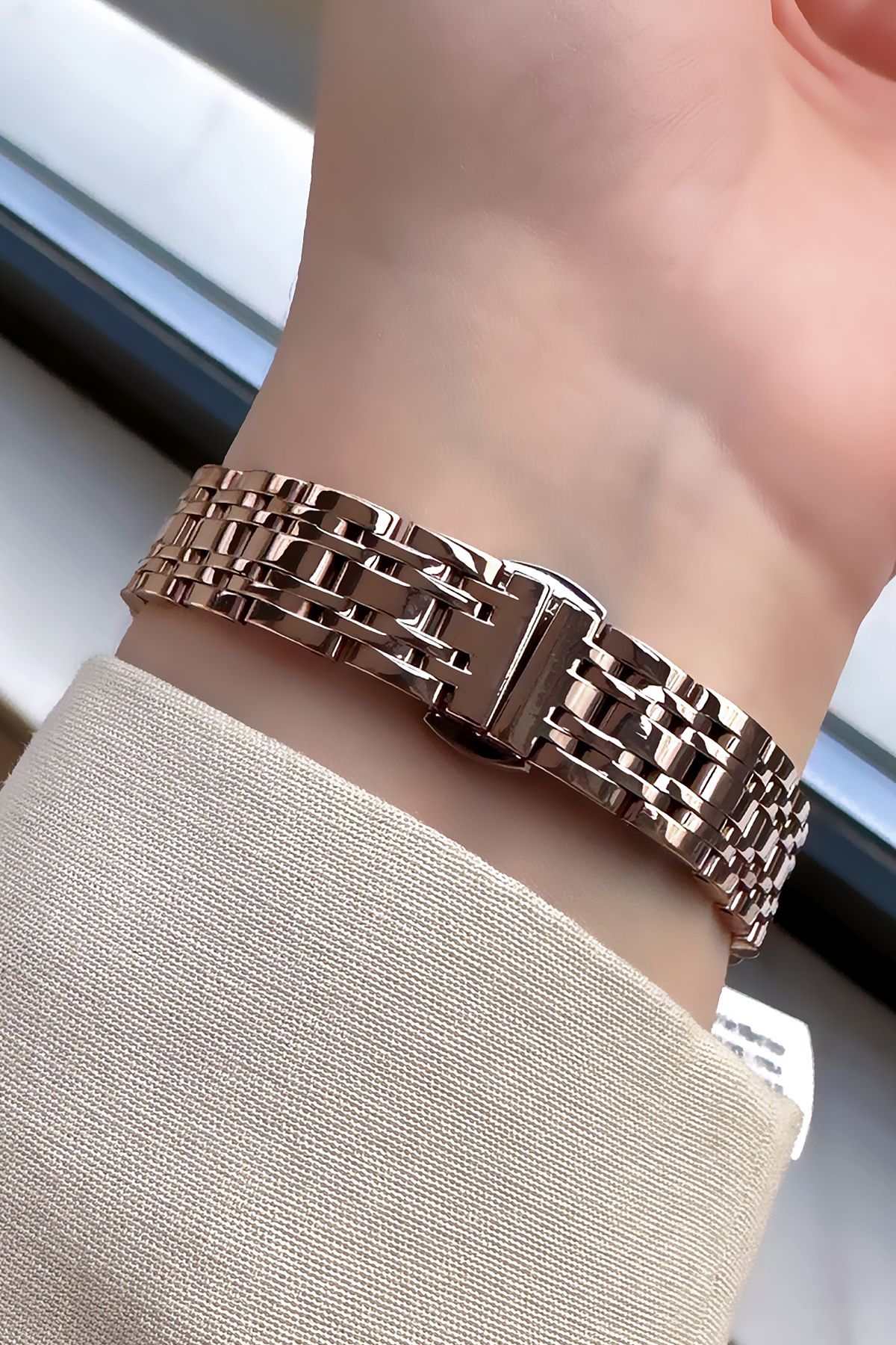 Daniel Klein Yeni Sezon Kesme Cam Kadın Kol Saati Rose Renk Çelik Kordon Hediye Bileklik Dkby2027c8 - Görsel 6