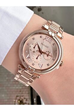 Ferrucci Kadın Rose Gold Çelik Kordonlu Quartz Kol Saati - Dekoratif Kadran Şık Zarif Hasır Çerçeve