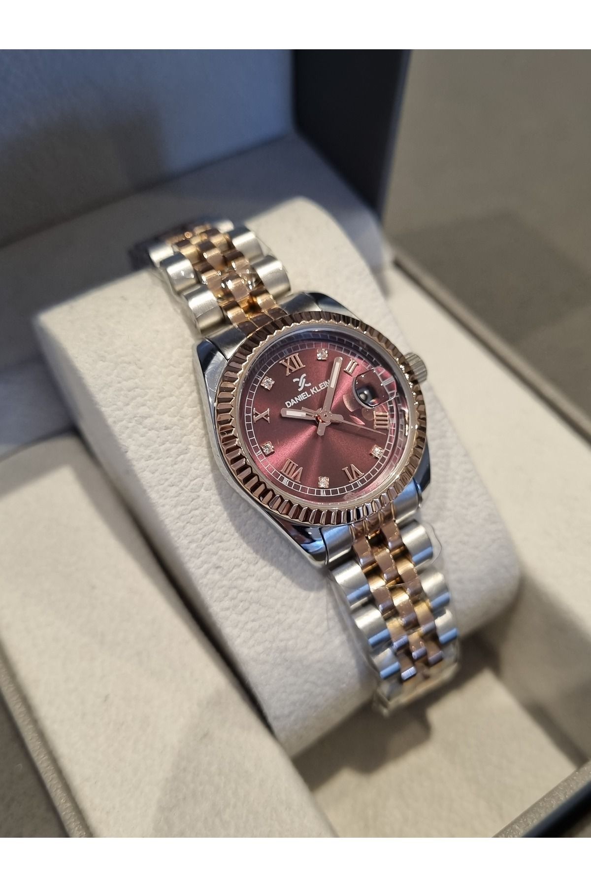 Daniel Klein YENİ MODEL DK - Rose Bicolor Çelik Bilezik Mürdüm Kadran Kadın Kol Saati+hediye Bileklik