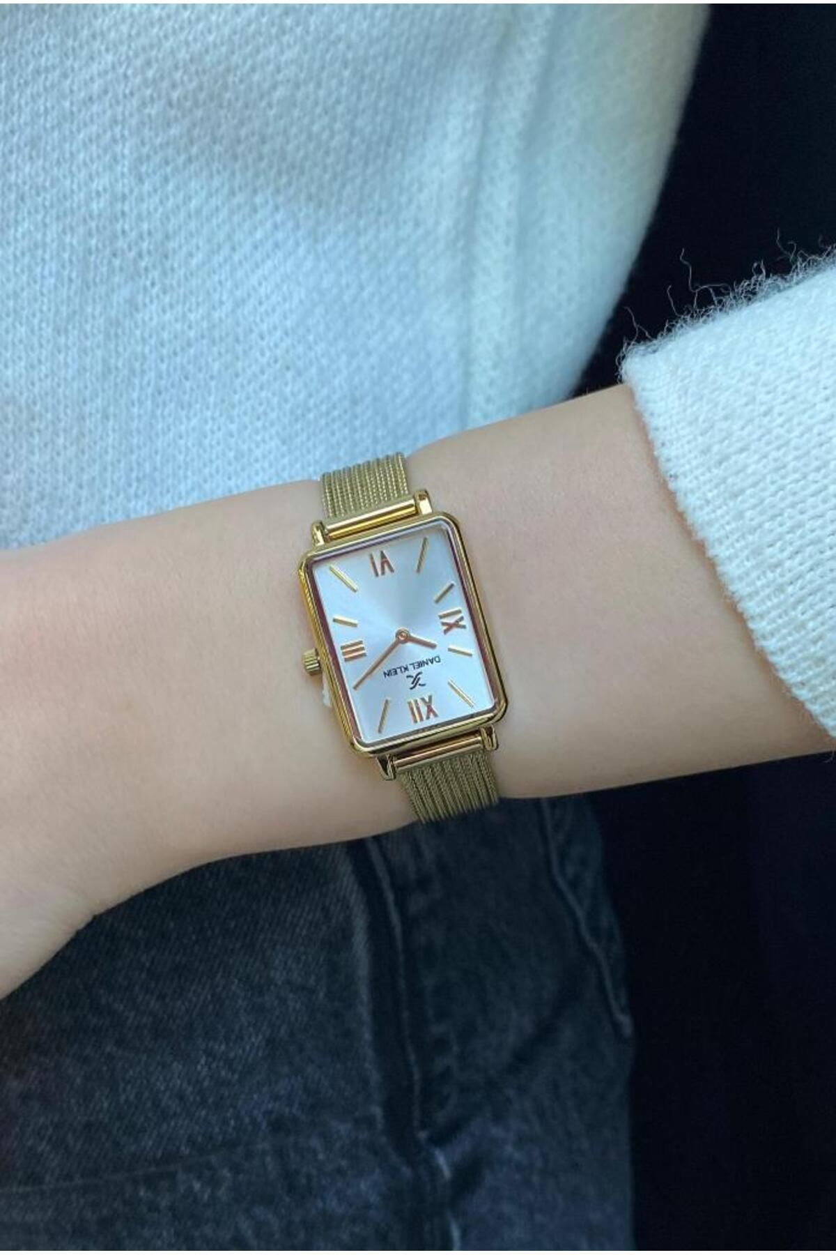Daniel Klein Dke.1.10741 Dikdörtgen Kasa Hasır Kordon Minimal Tasarım Kadın Kol Saati - Görsel 3