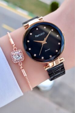 Ferrucci Rose Siyah Renk Kadın Kol Saati