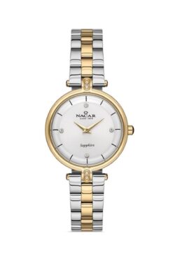 Nacar SAFİR CAM GÜMÜŞ - ALTIN KADIN KOL SAATİ NC34-39C714-CSMS