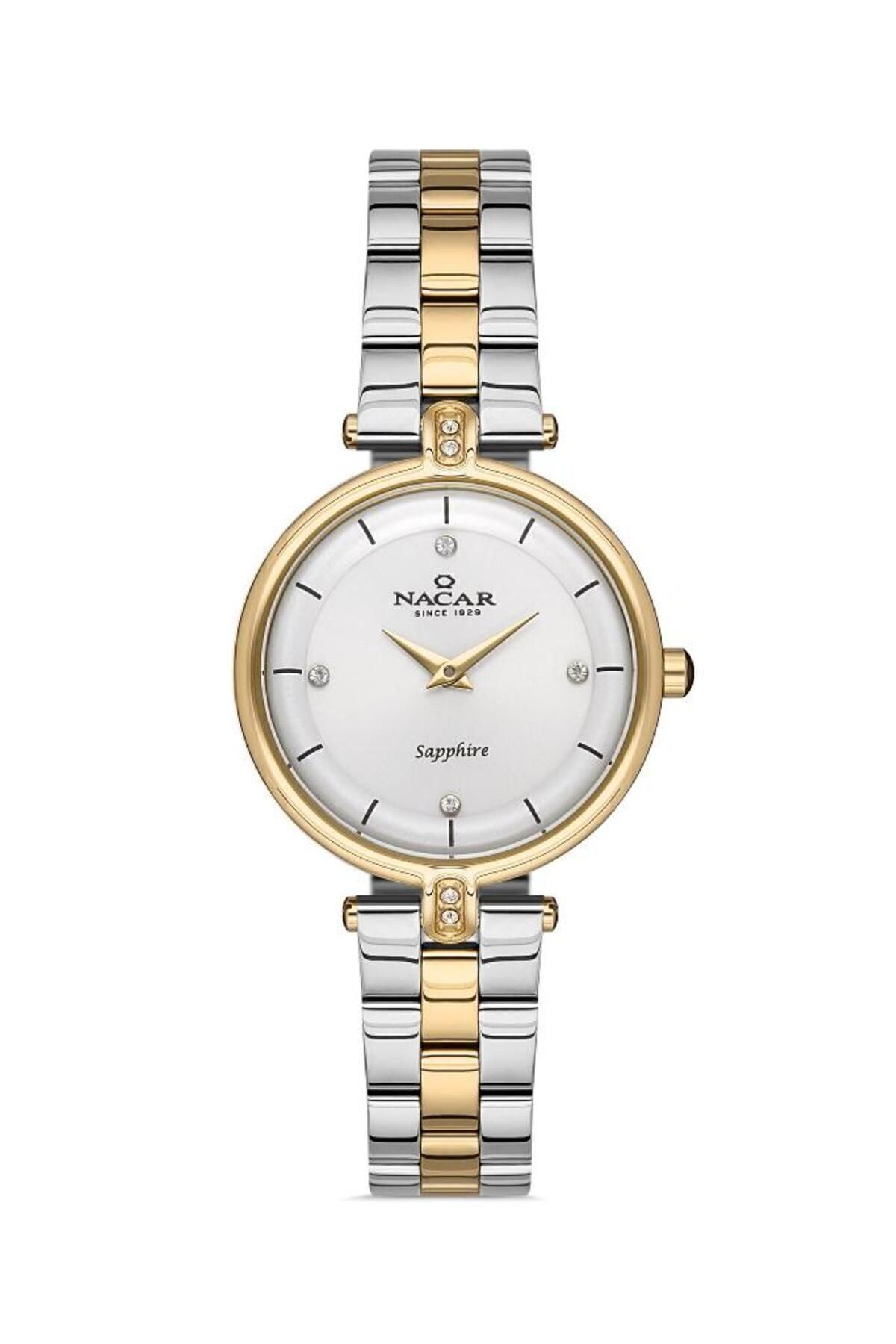 Nacar SAFİR CAM GÜMÜŞ - ALTIN KADIN KOL SAATİ NC34-39C714-CSMS