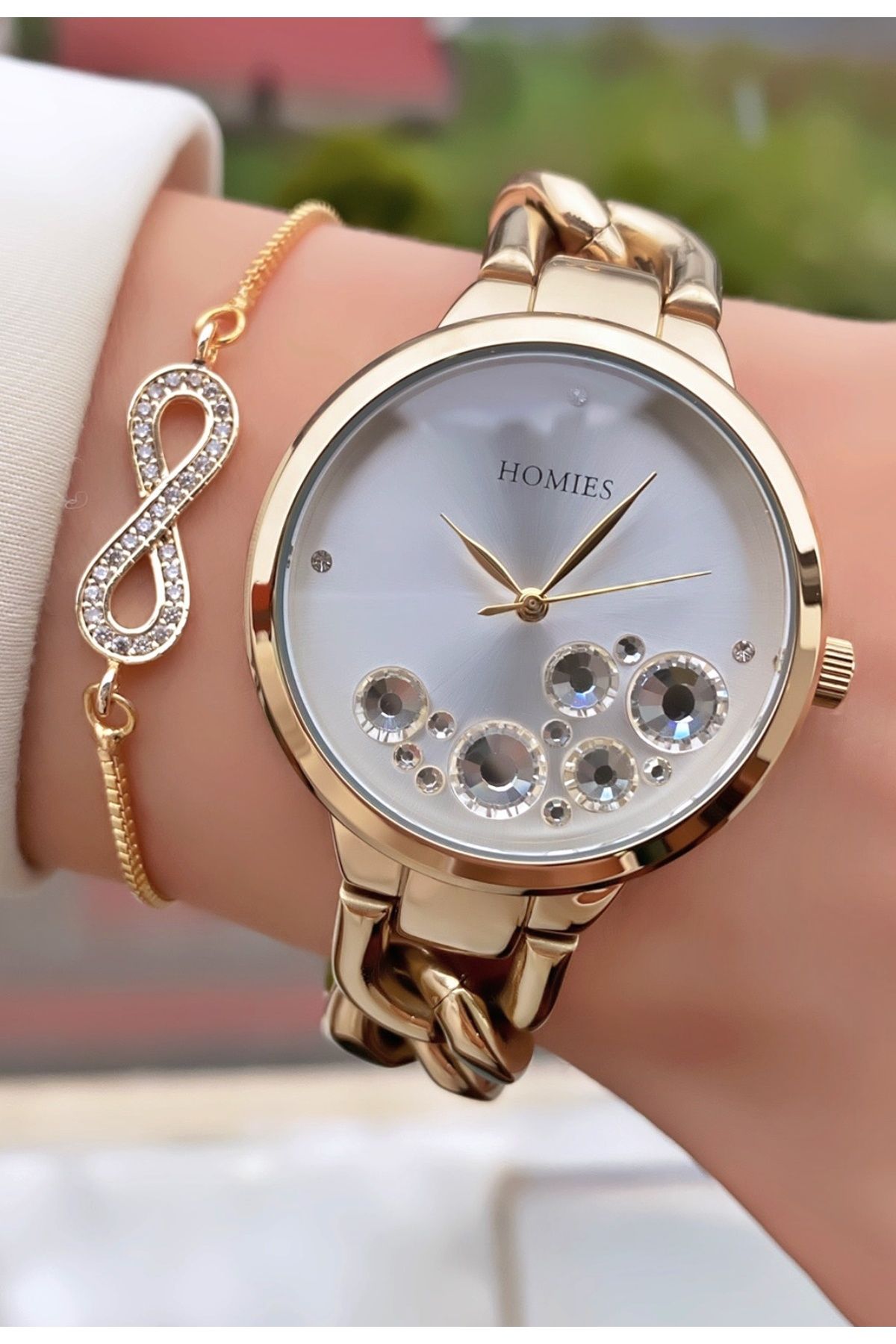 Homies Marka Altın Renk 2 Yıl Garantili, Paslanmaz, Su Geçirmez Kadın Kol Saati - +Hediyeli