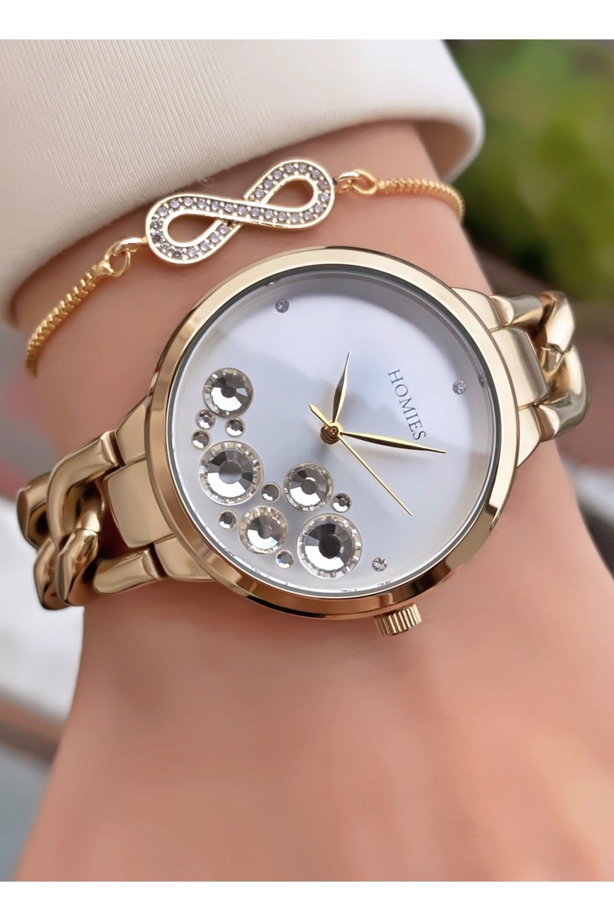 Homies Marka Altın Renk 2 Yıl Garantili, Paslanmaz, Su Geçirmez Kadın Kol Saati - +Hediyeli - Görsel 2