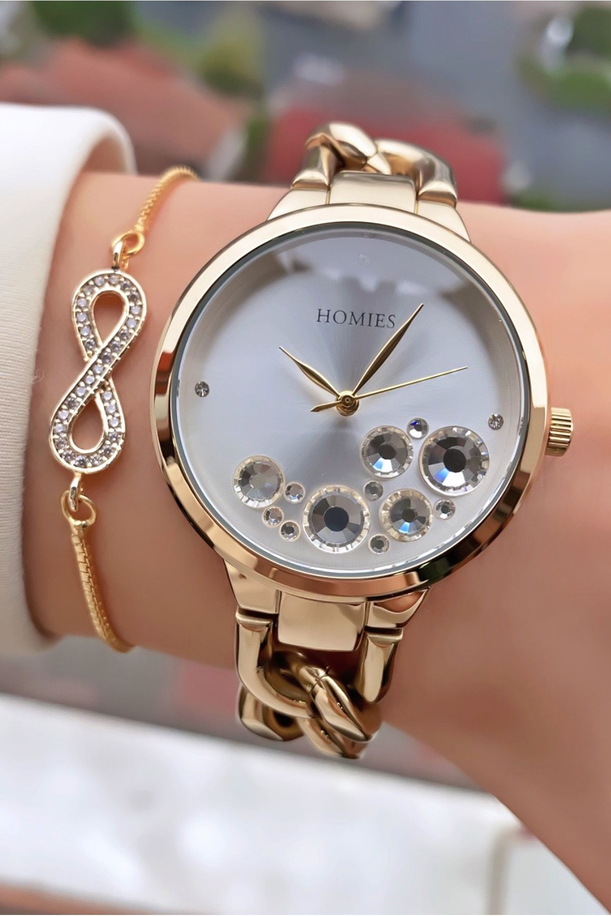 Homies Marka Altın Renk 2 Yıl Garantili, Paslanmaz, Su Geçirmez Kadın Kol Saati - +Hediyeli - Görsel 4