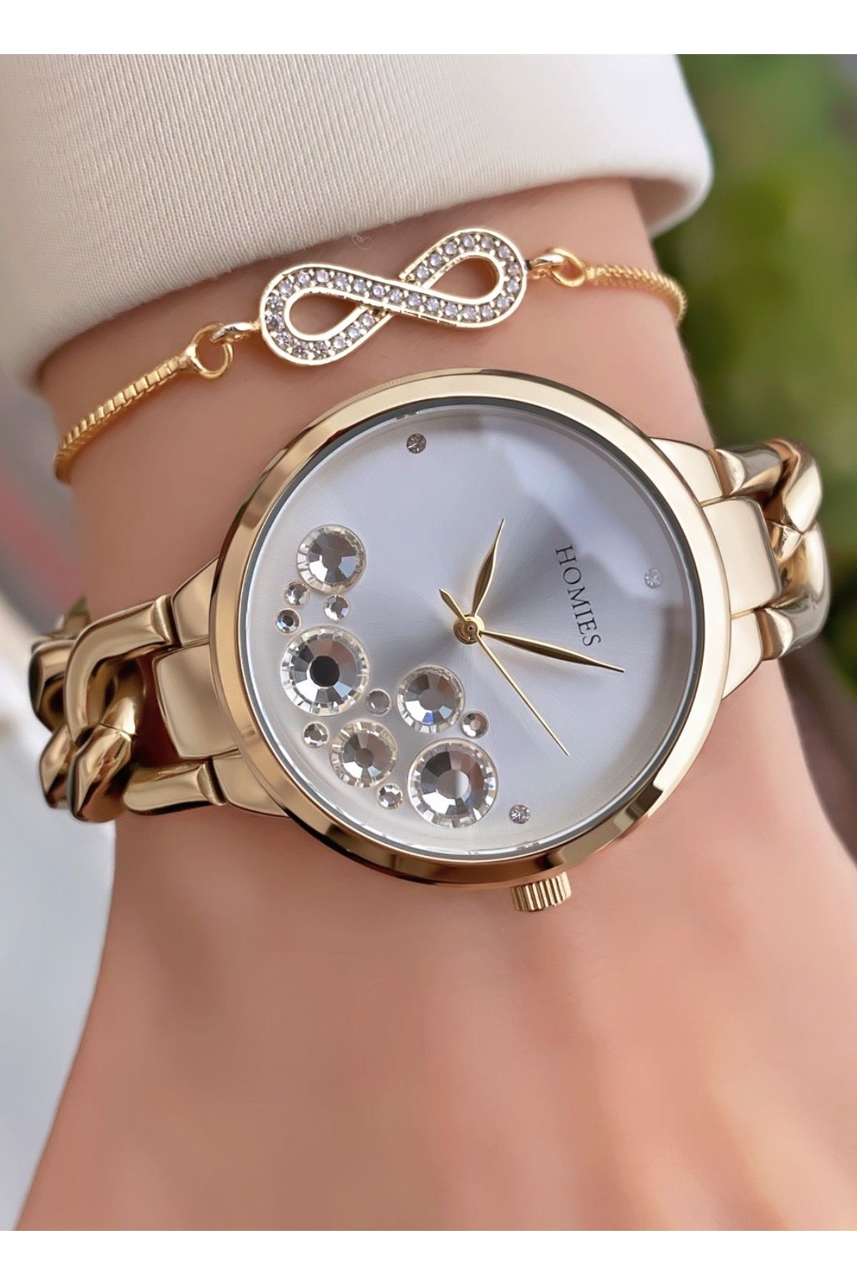 Homies Marka Altın Renk 2 Yıl Garantili, Paslanmaz, Su Geçirmez Kadın Kol Saati - +Hediyeli - Görsel 5