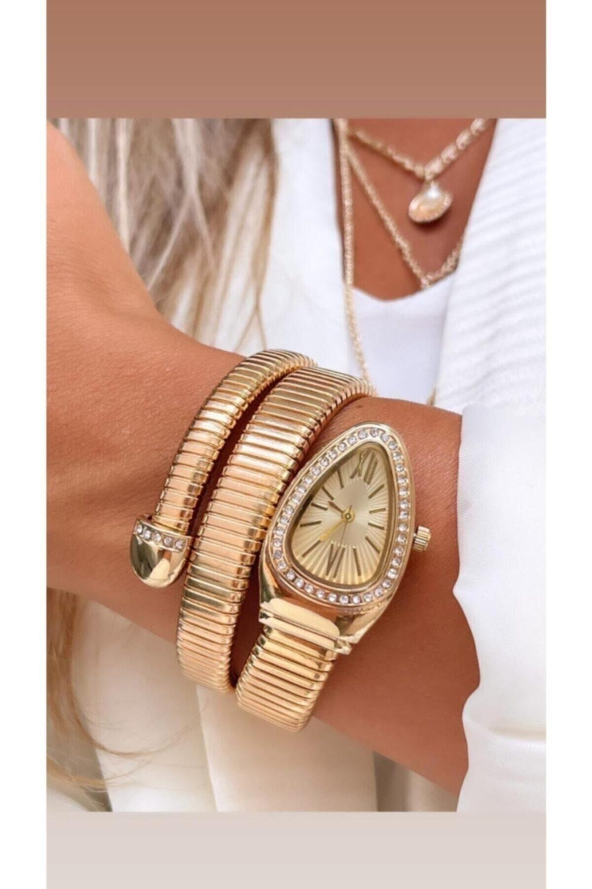 G-Sport POLO Cpr12372y Rose Gold Renk Taşlı Yılan Model Kadın Kol Saati
