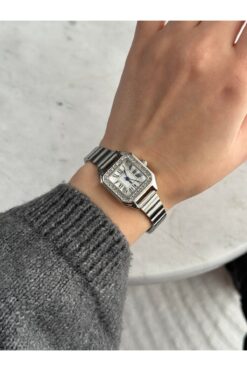 SPECTRUM PREMİUM Spectrum Metal Kordon Taşlı Minimal Kare Gümüş Renk Kadın Kol Saati ST9107AF