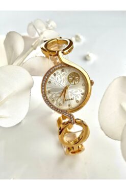 Forsining -TLAZE-(ALTIN RENK)altın kaplama halka kordon kadın kol saati-