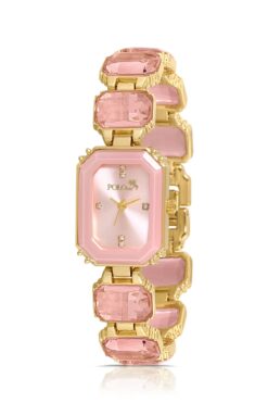 polo air Lüx Taşlı Kadın Kol Saati Gold Pembe Renk PL-1512B4x