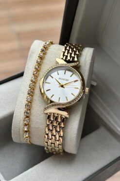 Homies Kadın Kol Saati ve Bileklik Özel Günler için Hediyelik(Düğün,Nişan Doğum günü) Kutusu.HM8387