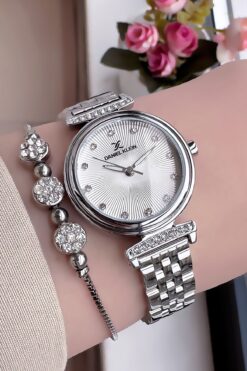 Daniel Klein Yeni Sezon Kesme Cam Kadın Kol Saati Gümüş Renk Çelik Kordon Hediye Bileklik Dkby2027c3